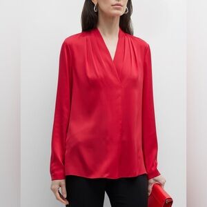 Chicos Red Silky V-Neck Blouse Top
